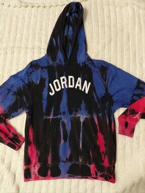 Nike Jordan Blue And Pink Tie Dye Hooded Sweatshirt